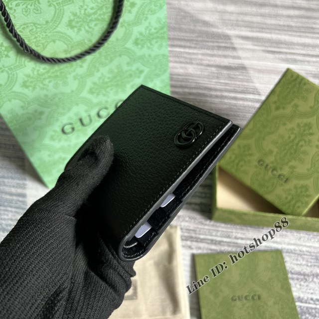 Gucci官網新款錢包 古馳豬紋皮男士短夾錢包723737 gqy4776